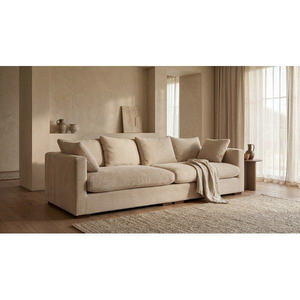 Beżowa sztruksowa sofa 266 cm Comfy – Scandic-image-1