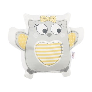 Szara poduszka dziecięca z domieszką bawełny Mike & Co. NEW YORK Pillow Toy Owl, 32x26 cm