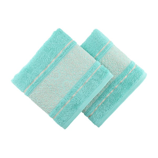 Zestaw 2 niebiesko-zielonych ręczników Fance, 50x90 cm