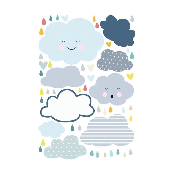 Naklejka ścienna dla dzieci Ambiance Scandinavian Clouds and Love Rain, 90 x 60 cm