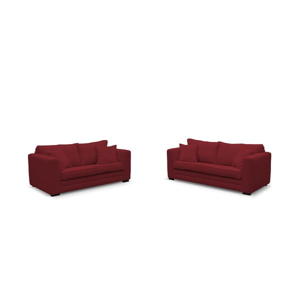 Zestaw 2 czerwonych sof, dwuosobowej i trzyosobowej Rodier Taffetas