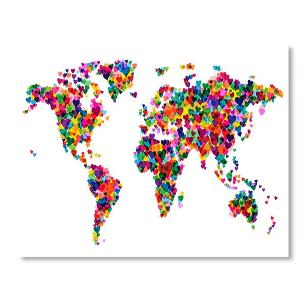Plakat z kolorową mapą świata Americanflat Life, 60x42 cm