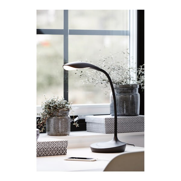 Czarna lampa stołowa z portem USB Markslöjd Swan-image-2