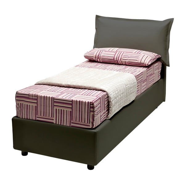 Szare łóżko jednoosobowe tapicerowane skórą ekologiczną 13Casa Rose, 90 x 190 cm