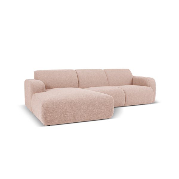 Różowy narożnik z materiału bouclé (lewostronny) Molino – Micadoni Home-image-2