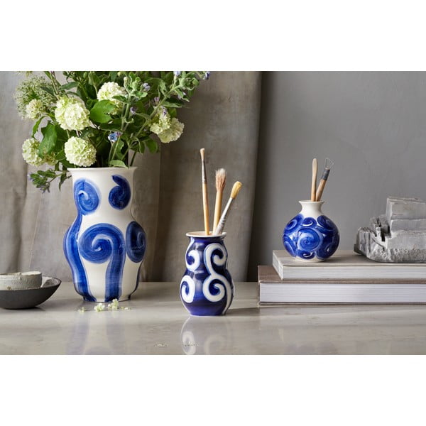 Niebieski kamionkowy ręcznie malowany wazon Tulle – Kähler Design-image-4