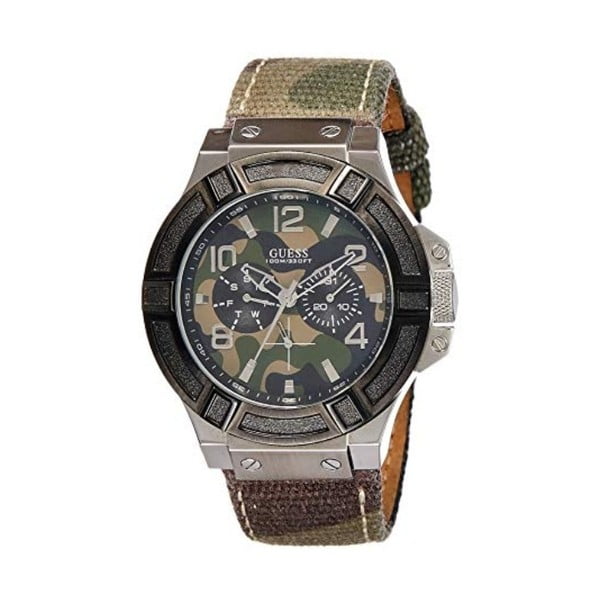 Zegarek męski z paskiem ze stali nierdzewnej w kolorze srebra Guess W0407G1