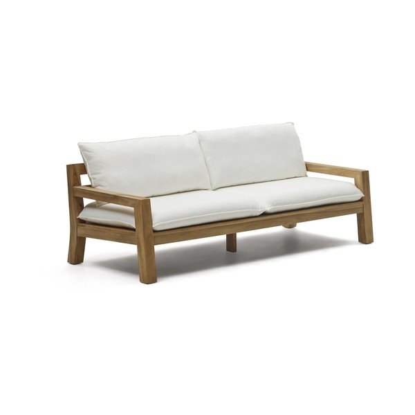 Biało-naturalna sofa ogrodowa z drewna tekowego Forcanera – Kave Home-image-4
