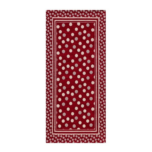 Czerwony wytrzymały dywan kuchenny Webtapetti Sphere Rosso, 55x190 cm