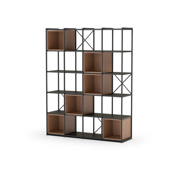 Czarno-ceglasty regał 140x179 cm Anya – Marckeric-image-3