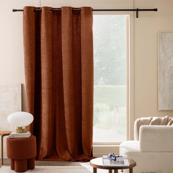 Zasłona z materiału bouclé w kolorze terakoty 140x260 cm Winona – douceur d'intérieur-image-3