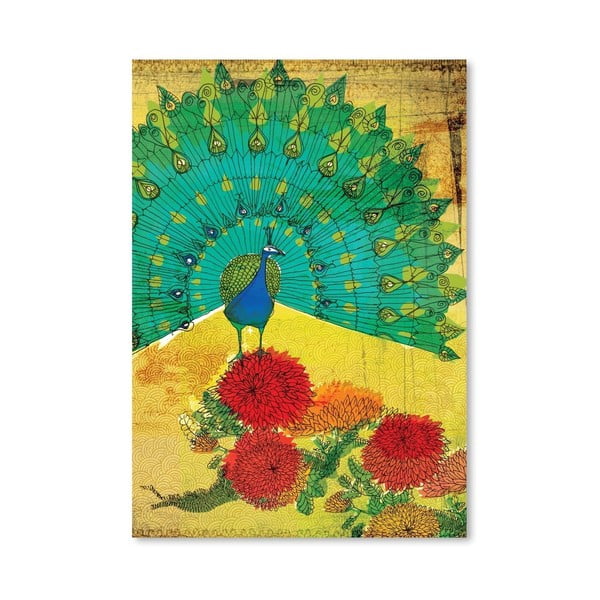 Plakat Peacock Wooden, 30x42 cm