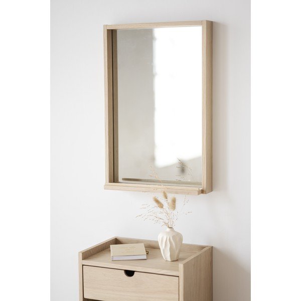 Naturalna szafka nocna z litego drewna dębowego wisząca/z półką Hillmond – Rowico-image-3