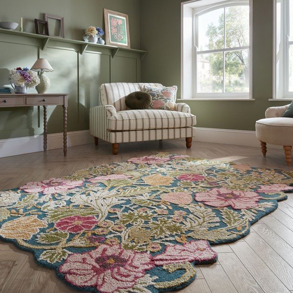 Wełniany dywan tkany ręcznie 200x290 cm Daphne Shaped Floral – Flair Rugs-image-1