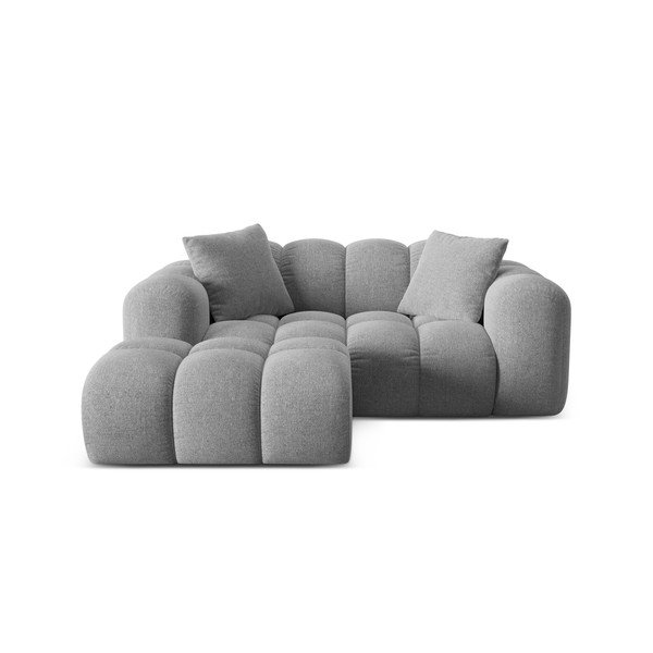 Jasnoszary narożnik z tkaniny szenilowej (lewostronny/z szezlongiem) Treno – Cosmopolitan Design