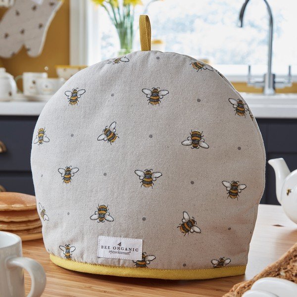 Beżowo-żółty bawełniany ocieplacz na dzbanek Cooksmart ® Bumble Bees-image-1