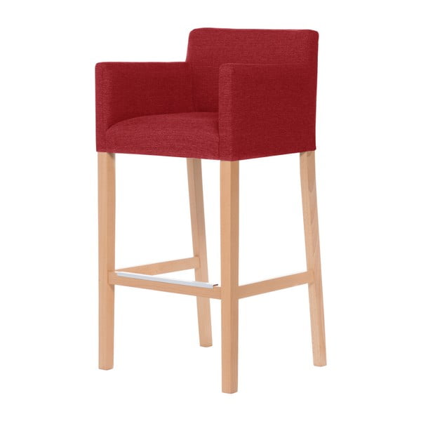 Czerwone krzesło barowe z brązowymi nogami Ted Lapidus Maison Sillage