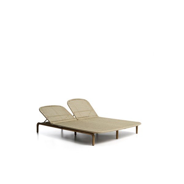 Beżowy dwuosobowy drewniany regulowany leżak ogrodowy Alipa – Kave Home-image-3