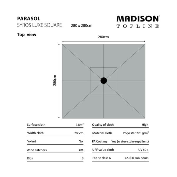 Zielony parasol ogrodowy 280x280 cm Syros − Madison-image-2