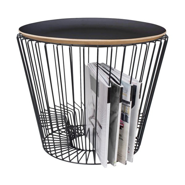 Stolik z lakierowanego metalu z czarnym blatem HARTÔ, Ø 50 cm