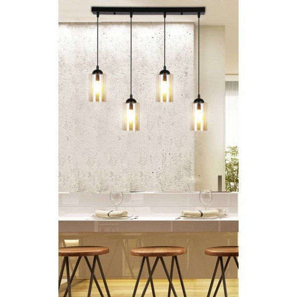 Czarna lampa wisząca ze szklanym kloszem 10x65 cm Bistro – Candellux Lighting-image-1