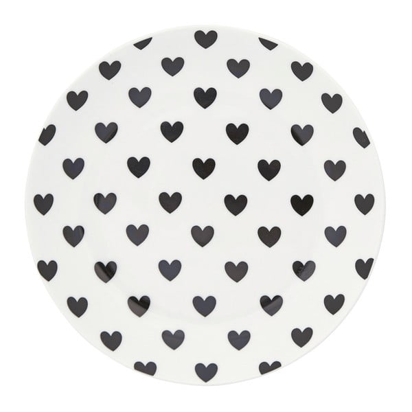 Talerz ceramiczny Miss Étoile Black Hearts, ⌀ 17 cm