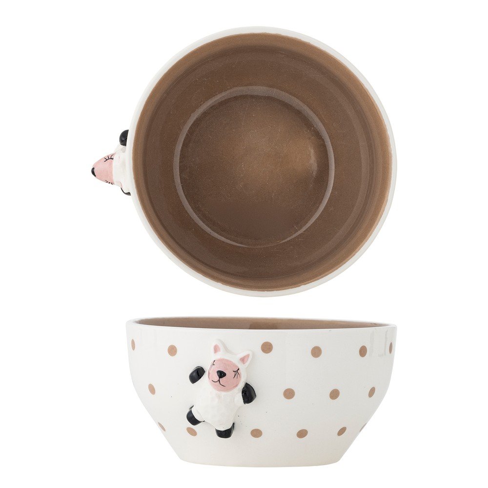 Biało-brązowa kamionkowa miska dla dzieci ø 14 cm Dolly – Bloomingville Mini (zdjęcie 4)