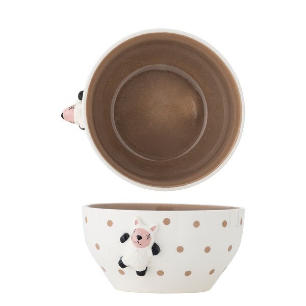 Biała/brązowa kamionkowa miska dla dzieci ø 14 cm Dolly – Bloomingville Mini-image-3