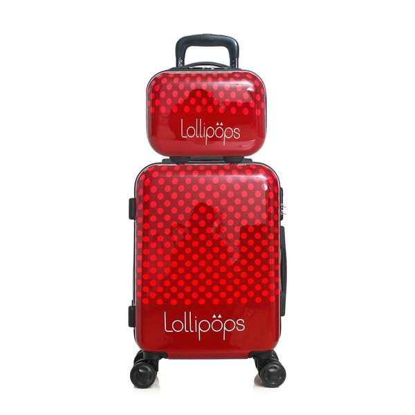 Zestaw czerwonej walizki z 4 kółkami i kosmetyczki Lollipops Penny-image-1
