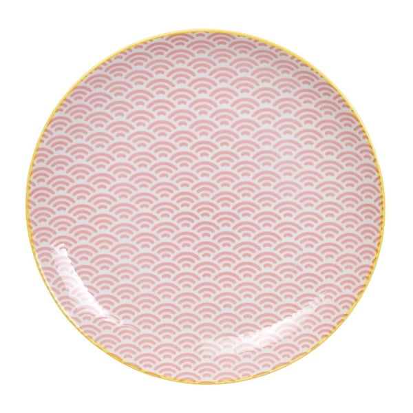 Różowy porcelanowy talerz Tokyo Design Studio Wave, ⌀ 25,7 cm