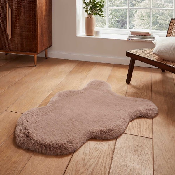 Jasnobrązowa syntetyczna skóra 60x90 cm Super Teddy – Think Rugs-image-1