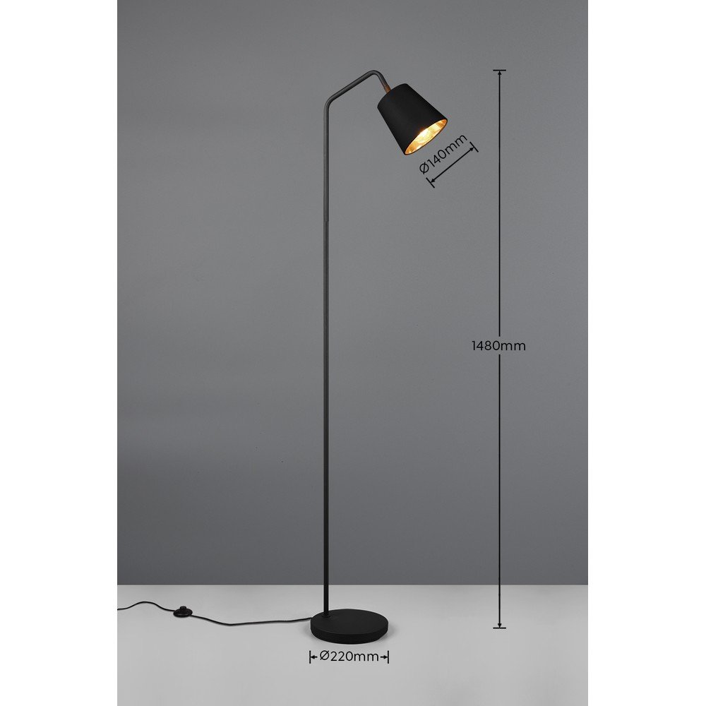 Czarna lampa stojąca z tekstylnym kloszem (wys. 148 cm) Buddy – Reality (zdjęcie 7)