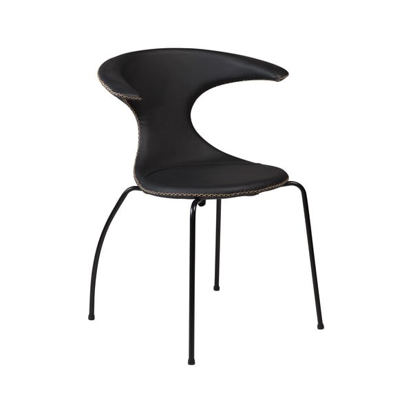 Czarne krzesło skórzane z metalowymi nogami DAN–FORM Denmark Flair
