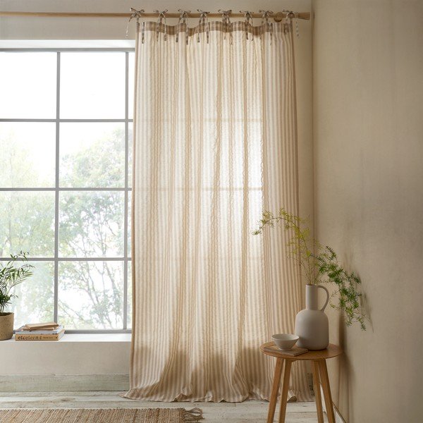 Beżowa zasłona 140x183 cm Zanzibar Woven Stripe – Pineapple Elephant-image-1