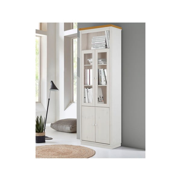 Biała witryna z litego drewna sosnowego 74x223 cm Anita – Støraa-image-3