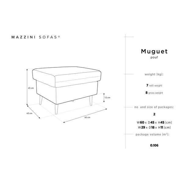 Niebieski puf Mazzini Sofas Muguet, 60x45 cm-image-4