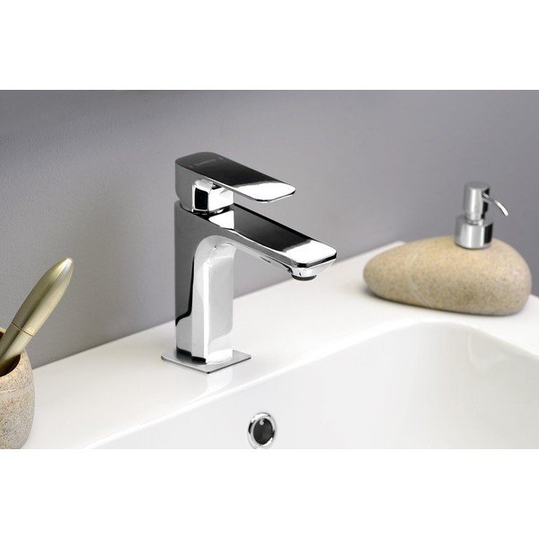 Bateria umywalkowa stojąca w kolorze srebra z połyskiem Spy – Sapho-image-1