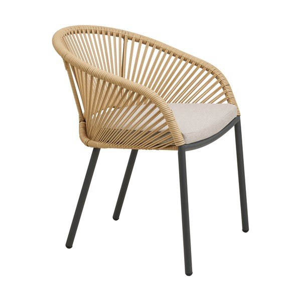 Beżowe metalowe tapicerowane krzesło ogrodowe Novella – House Nordic-image-3