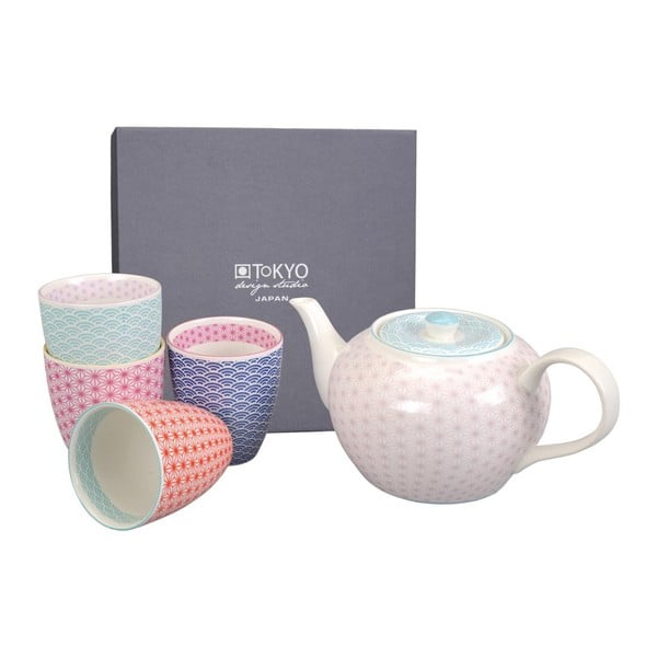 Różowy porcelanowy serwis do herbaty Tokyo Design Studio Star/Wave