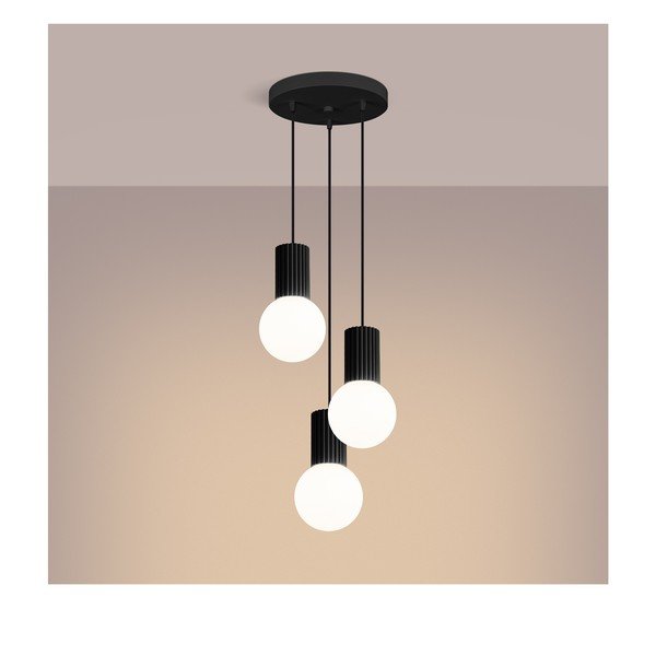 Czarna metalowa lampa wisząca ze szklanym kloszem ø 25 cm Orbital – Sollux-image-2