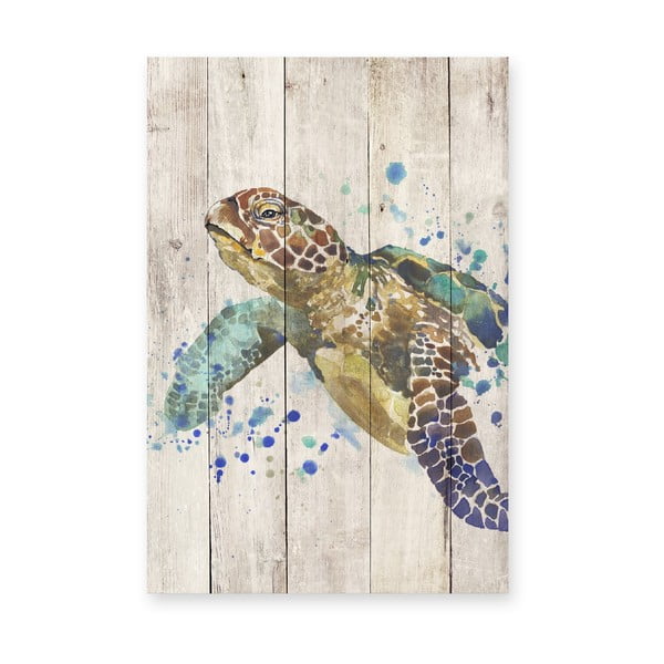 Drewniana tabliczka dekoracyjna Surdic Watercolor Turtle, 40x60 cm