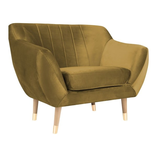 Aksamitny fotel w kolorze złota Mazzini Sofas Benito-image-2