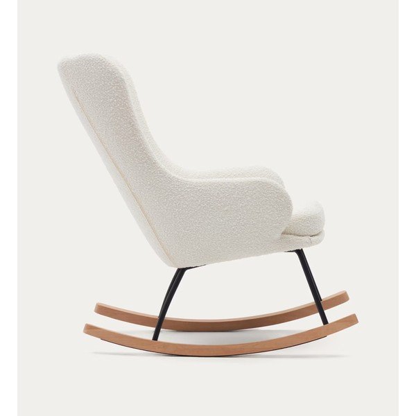 Biały bujany fotel z materiału bouclé Maustin – Kave Home-image-4