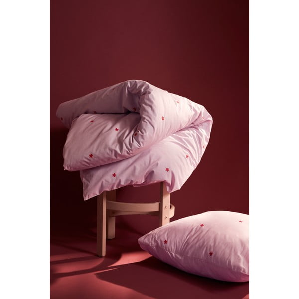 Różowa pościel jednoosobowa z perkalu bawełnianego 140x200 cm Daisy – JUNA-image-2