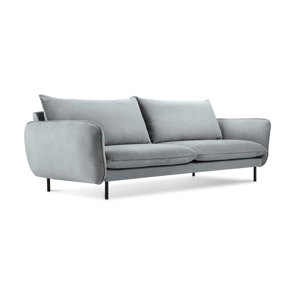Jasnoszara aksamitna sofa Cosmopolitan Design Vienna, 230 cm