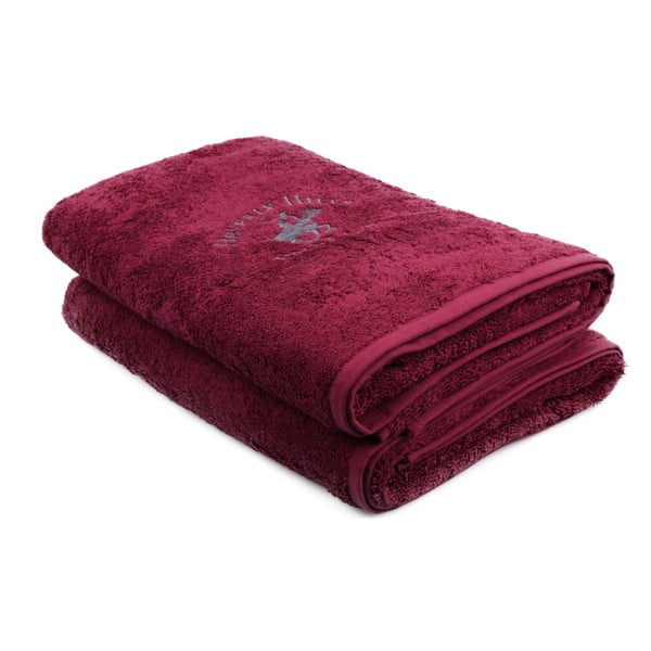 Zestaw 2 bordowych ręczników Beverly Hills Polo Club Eponj, 70x140 cm