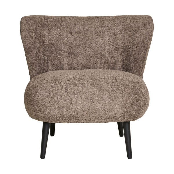 Brązowy fotel z materiału bouclé Covelo – House Nordic-image-1