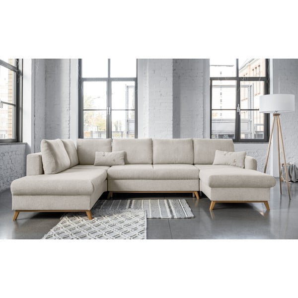 Beżowa rozkładana sofa w kształcie litery "U" Miuform Scandic Lagom, lewostronna-image-1