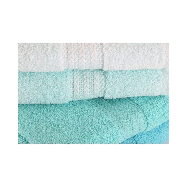 Zestaw 4 turkusowych ręczników Tropical, 50x90 cm-image-1