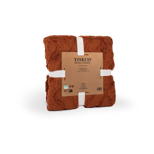 Czerwonopomarańczowy koc z mikropluszu 150x200 cm Rena – Tiseco Home Studio-image-2